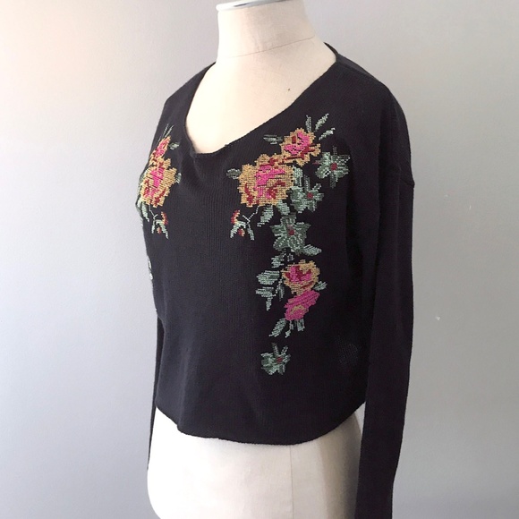 Anthropologie Mustard Seed Cross Stitch Cropped Sweater Small - Picture 3 of 5